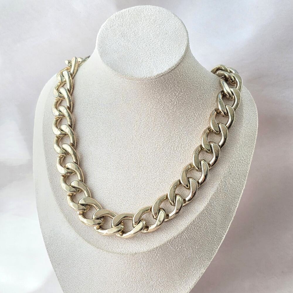 Graziano Chunky Chain gold Tone Statement Neckace 18" Adjustable Mobwives‎ Vtg